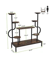 Tribesigns Large Tall Plant Shelf,Wood Indoor Ladder Holder Flower Rack,8-Tier Metal Plant Stand