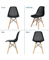 Gymax 2PCS Modern Dsw Dining Chair Office Home w/ Mesh Design Wooden Legs