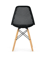 Gymax 2PCS Modern Dsw Dining Chair Office Home w/ Mesh Design Wooden Legs