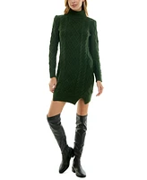 Crystal Doll Juniors' Cable Knit Turtleneck Sweater Dress