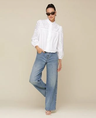 Avec Les Filles Eyelet Blouse Studded Jeans