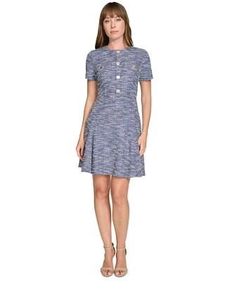 Tommy Hilfiger Women's Metallic Boucle Fit & Flare Dress