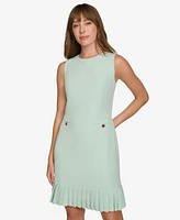 Tommy Hilfiger Petite Round-Neck Pleat-Hem Shift Dress