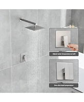 Flynama Wall Mounted 10 in. Rain Shower Head Faucet with Valve