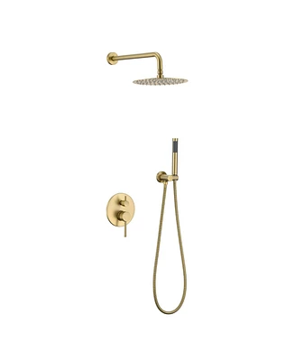 Flynama 1-Handle 2-Spray Rain Shower Faucet and Hand Shower Combo Kit (Valve Included)