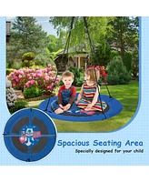 Hongge 40 Inches Saucer Tree Swing with Adjustable Hanging Ropes and 900D Oxford Fabric