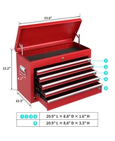 Slickblue Heavy-Duty Steel Tool Cart Cabinet with 5 Lockable Drawers - 330lb Capacity in Red for Secure Storage