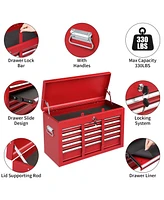 Slickblue Heavy-Duty Steel Tool Cart Cabinet with 5 Lockable Drawers - 330lb Capacity in Red for Secure Storage
