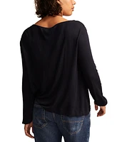 Lucky Brand Women's Smocked Lace-Yoke Top