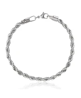 Lucky Brand Stainless Steel Rope Chain Necklace & Bracelet Set - Classic Jewelry for Men