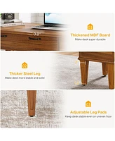 Tribesigns 47" Computer Desk with 3 Drawers, Farmhouse Office Desk with Storage, Wood Teacher Desk Writing Table with File Drawers for Home Office, Be