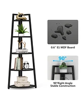 Tribesigns 5 Tier Industrial Corner Bookshelf Bookcase,70 inch Tall Shelf,Industrial Ladder Shelf Plant Stand