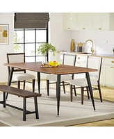 Tribesigns 70.9 Inch Large Dining Table for 6 to 8, Industrial Kitchen Table Furniture with Metal Legs, Modern Faux Wood Rectangular Dinner Table