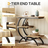 Tribesigns 3-Tier Small Side Table with Storage Shelves Set of 2,Wood C-Shaped End Table for Living Room Small Space