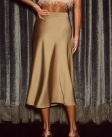 Cupshe Women's Light Brown Satin Midi Skirt