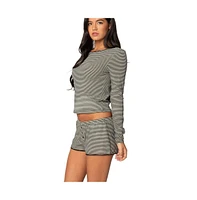 Edikted Women's Suzy Striped Long Sleeve T Shirt - Black-and