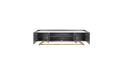 Slickblue Sleek Tv Stand with Fluted Glass Modern Media Console for Elegant Living Room Decor