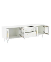 Slickblue Elegant Tv Stand with Fluted Glass Doors for TVs Up to 78 Inches Stylish Living Room Furniture