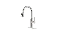 Slickblue Single Handle High Arc Pull-Out Kitchen Faucet Stainless Steel Sink Faucet with Pull-Down Sprayer