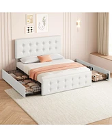 gaomon Queen Bed Frame with Headboard and 4 Storage Drawers