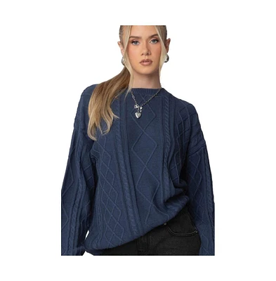 Edikted Women's Jessy Cable Knit Oversized Sweater