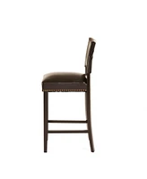 Maison Boucle Contemporary Upholstered Bar Stool with Nailhead Trim,Rubberwood Legs,1PK-Maison Boucle