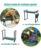 Slickblue Garden Kneeler and Seat Heavy Duty Gardening Stool with Tool Bag & Eva Kneeling Pad