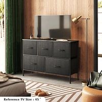 Wlive Dresser for Bedroom with 5 Drawers Long Fabric Storage Drawer Unit Bins Closet Hallway