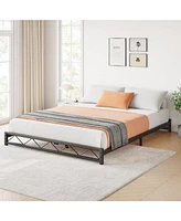 gaomon Full Size Bed Frame, Metal Low Platform Bed Frame, with Wavy Pattern, Metal Slat Support