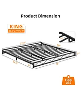 gaomon King Size Bed Frame, Metal Low Platform Bed Frame, with Wavy Pattern