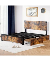 gaomon Queen Bed Frame, Platform Queen Size Bed Frame with Wood Headboard