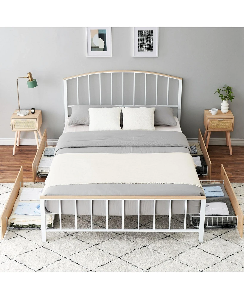 gaomon Full Platform Bed Frame with Headboard & Footboard, Platform Bed Frame with 4 Storage Drawers