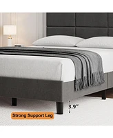 gaomon Twin Size Bed Frame with Adjustable Headboard, Linen Upholstered Twin Platform Bed Frame