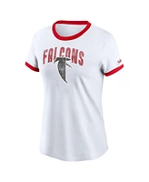 Nike Women's White Atlanta Falcons Rewind Ringer Tri-blend T-shirt