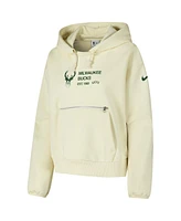 Nike Women's Cream Milwaukee Bucks Courtside Standard Issue Performance Pullover Hoodie