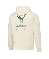 Nike Men's Oatmeal Milwaukee Bucks Courtside Club Pullover Hoodie