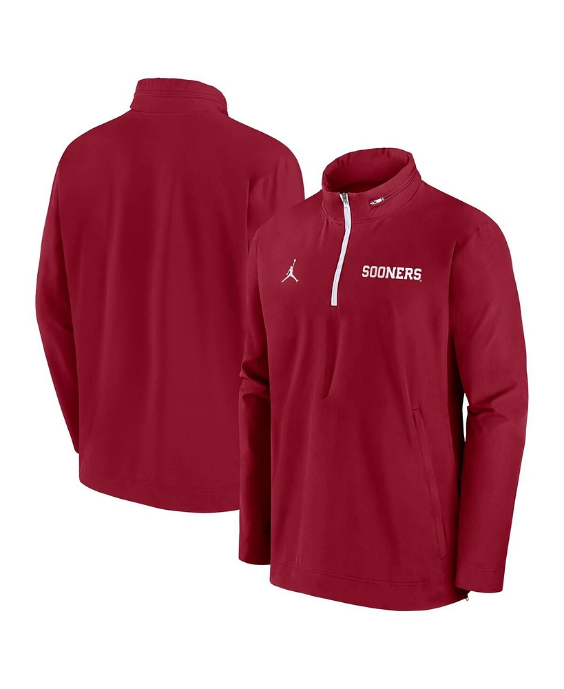 Jordan Men's Crimson Oklahoma Sooners Sideline Coaches Quarter-Zip Jacket