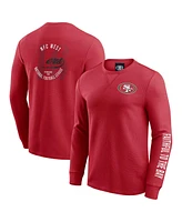 Fanatics Men's Scarlet San Francisco 49ers Washed Waffle-Knit Long Sleeve T-Shirt