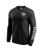 Fanatics Men's Black Jacksonville Jaguars Washed Waffle-Knit Long Sleeve T-Shirt