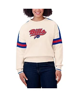 Wear by Erin Andrews Women's Cream Buffalo Bills Stripe Pullover Sweater