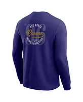 Fanatics Men's Purple Baltimore Ravens Washed Waffle-Knit Long Sleeve T-Shirt