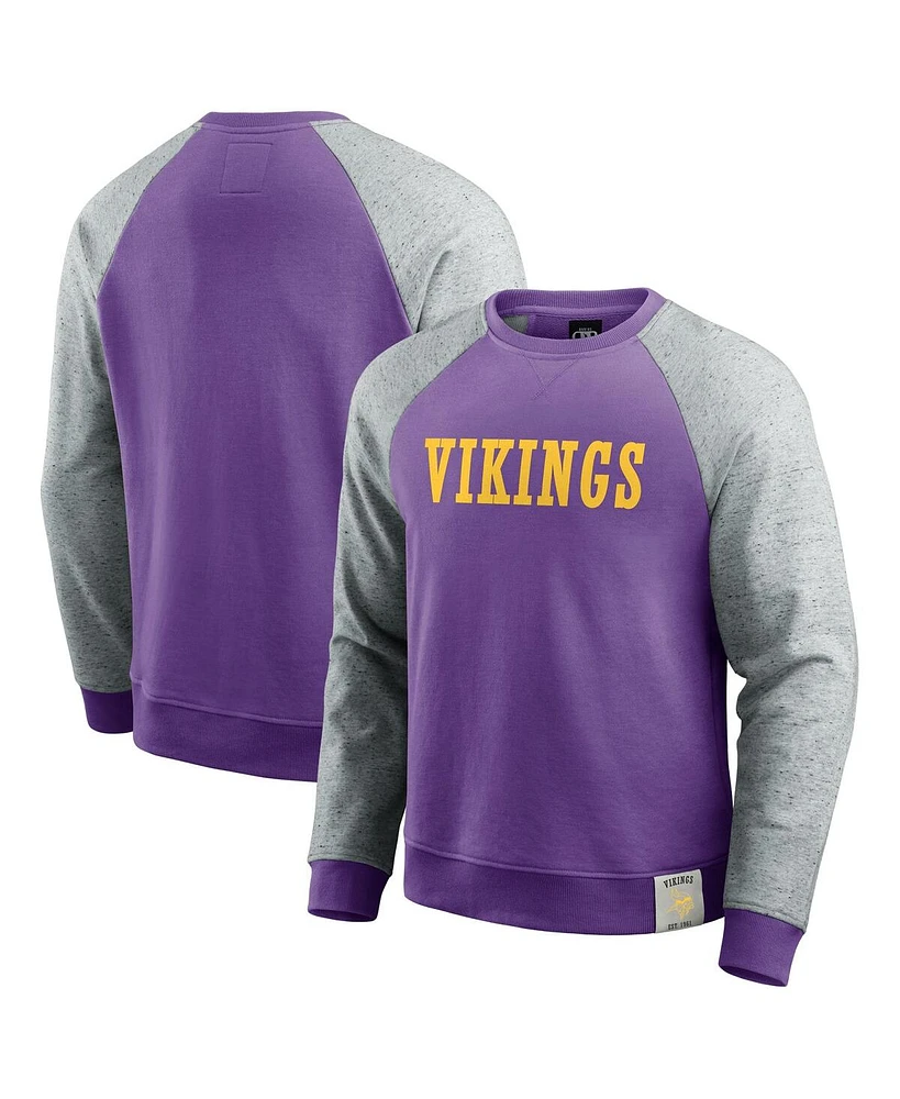 Fanatics Men's Purple/Heather Gray Minnesota Vikings Colorblock Pullover Sweatshirt