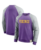 Fanatics Men's Purple/Heather Gray Minnesota Vikings Colorblock Pullover Sweatshirt