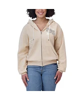 Wear by Erin Andrews Women's Tan Florida State Seminoles Mixed Media Tonal Full-Zip Hoodie