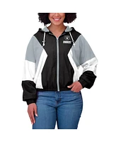 Wear by Erin Andrews Women's Las Vegas Raiders Plus Color Block Full-zip Windbreaker Jacket