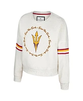 Colosseum Women's Natural Arizona State Sun Devils Novelist Speckle Fleece Pullover Sweatshirt