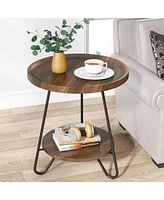 Tribesigns 2-Tier End & Side Table with Metal Legs Set of 2, Modern Industrial Beside Table, Small Accent Table Snack Table