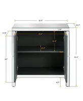 Slickblue Mirror Trim Storage Cabinet with Unique M-Shape Design - Stylish Spliced Combination for Living Room, Dining Room, Entryway, or Kitchen