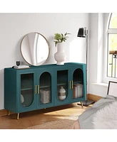 Slickblue Wood Tv Stand for 65"+ TVs Media Console with Storage Cabinet and Adjustable Shelves for Living Room and Bedroom
