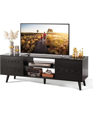 Wlive Tv Stand for 55 60 inch Boho Entertainment Center with Storage Cabinets Console Living Room Decor